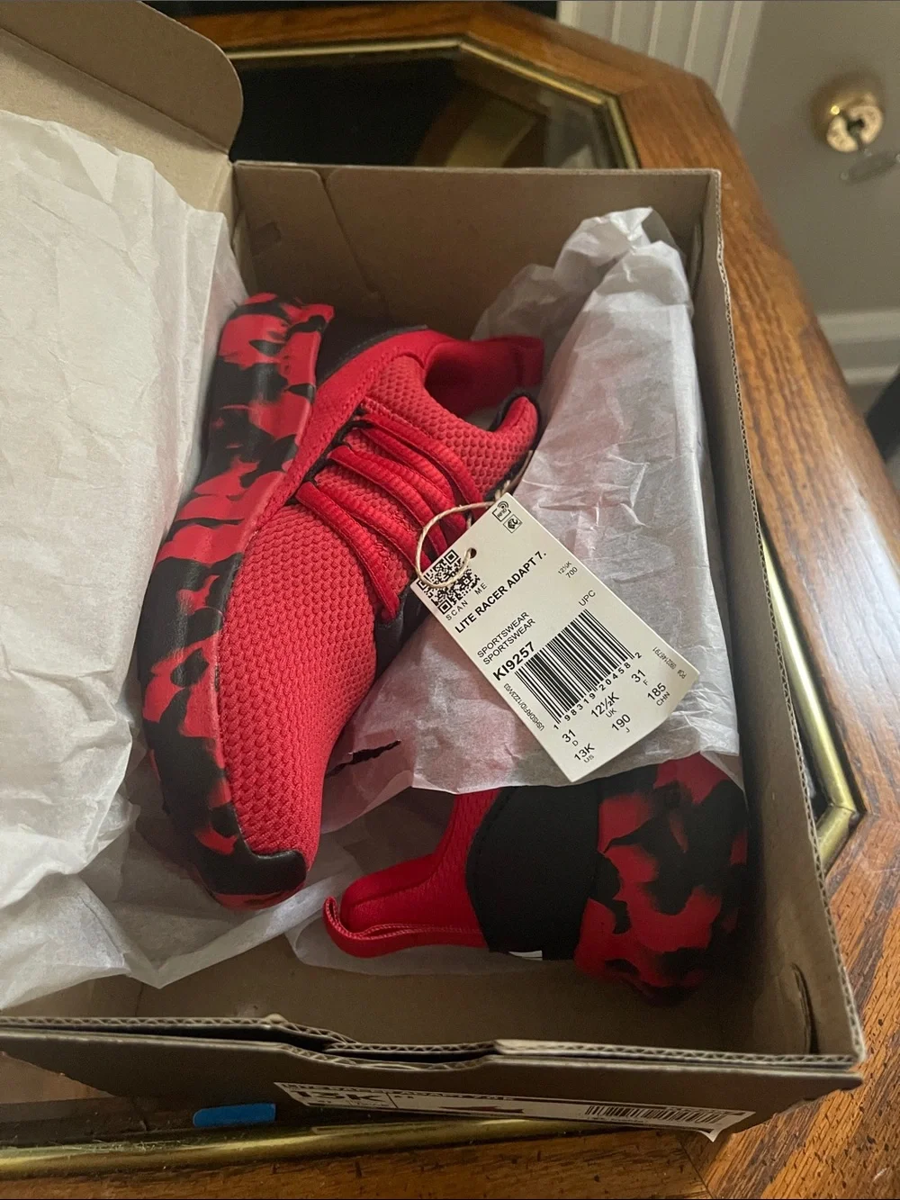 adidas Kids Red and Black Lite Racer Slip-On Sneaker